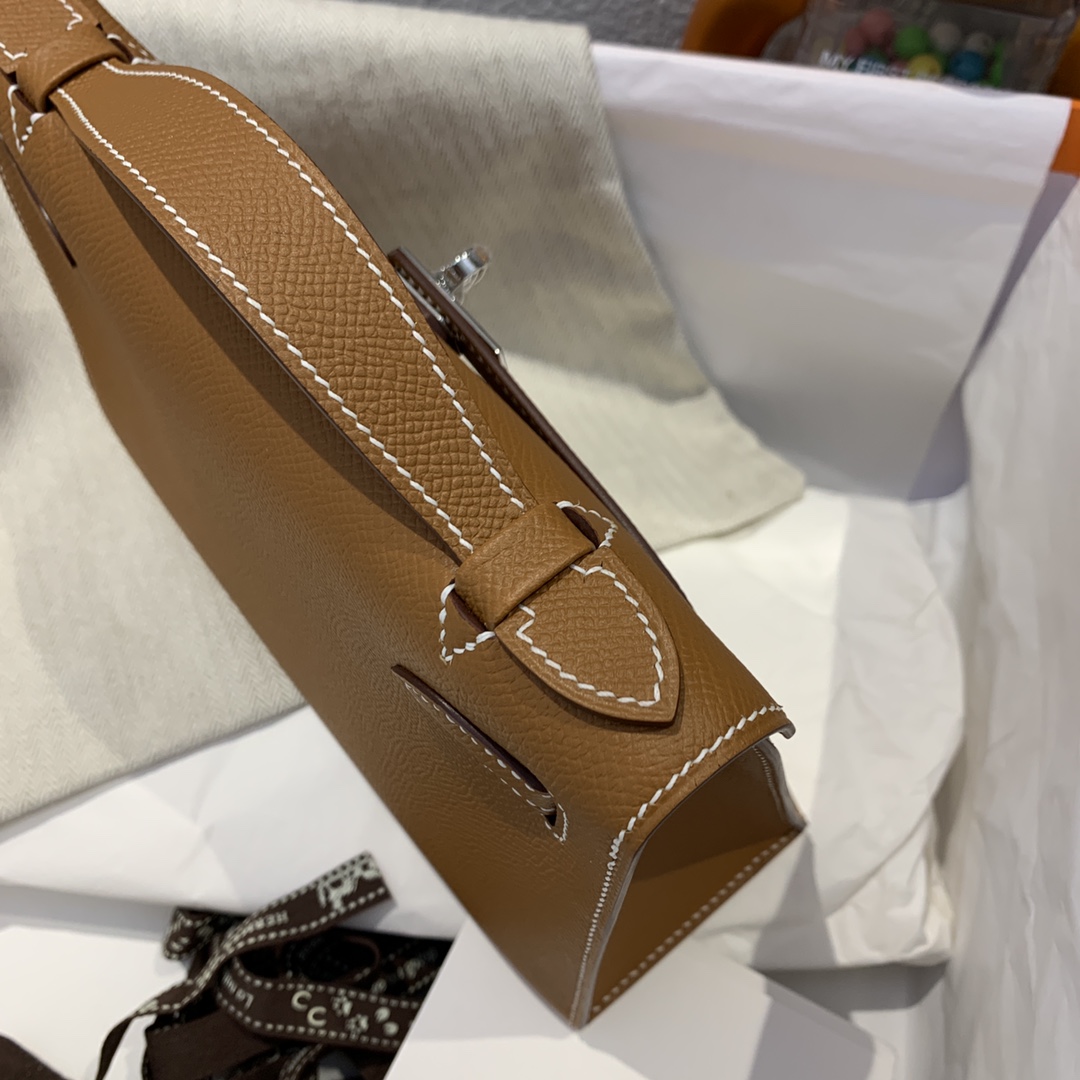 에르메스 미니 켈리백22 골드브라운 은장 앱송